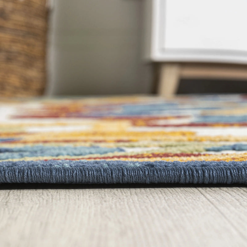 8' Red Blue And Yellow Medallion Indoor Outdoor Runner Rug Homeroots Outdoor