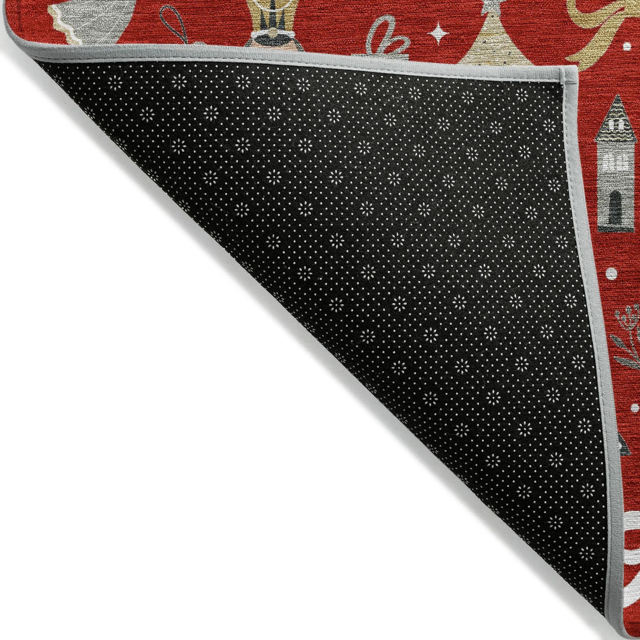 8' Red Gold Black And Gray Round Nutcracker Washable Indoor Outdoor Area Rug Homeroots Outdoor
