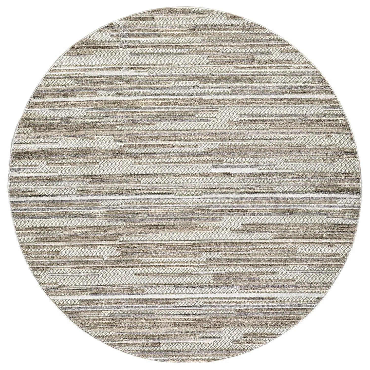 8' Round Gray Round Abstract Stain Resistant Indoor Outdoor Area Rug Homeroots Outdoor