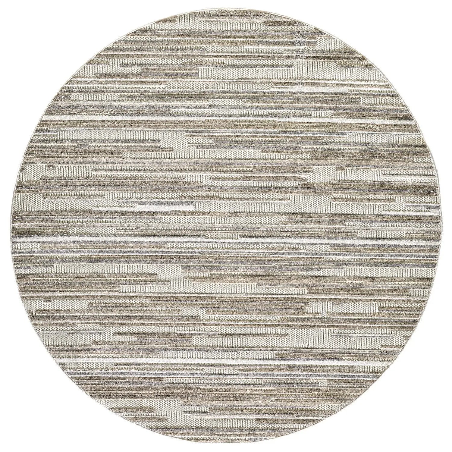 8' Round Gray Round Abstract Stain Resistant Indoor Outdoor Area Rug Homeroots Outdoor