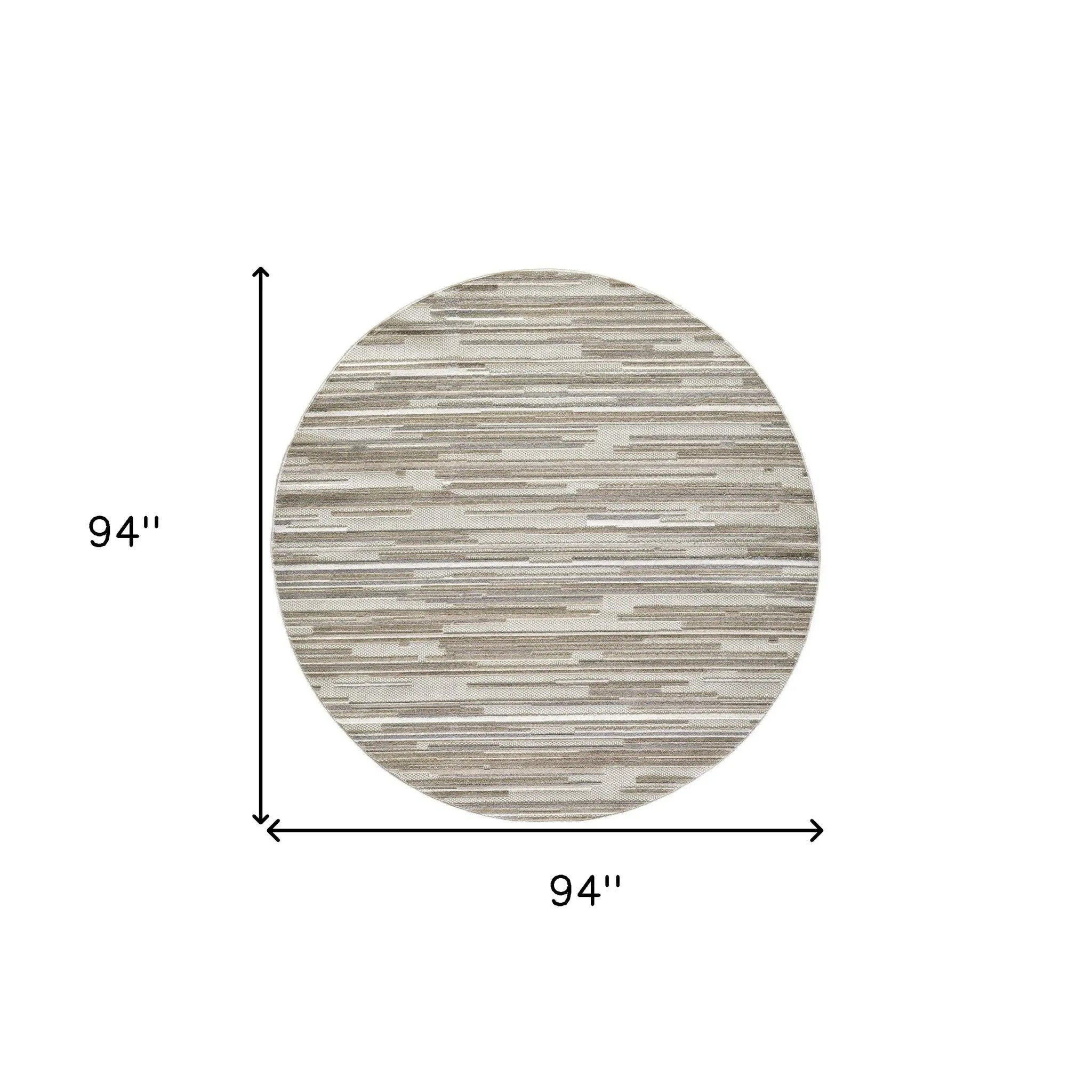 8' Round Gray Round Abstract Stain Resistant Indoor Outdoor Area Rug Homeroots Outdoor