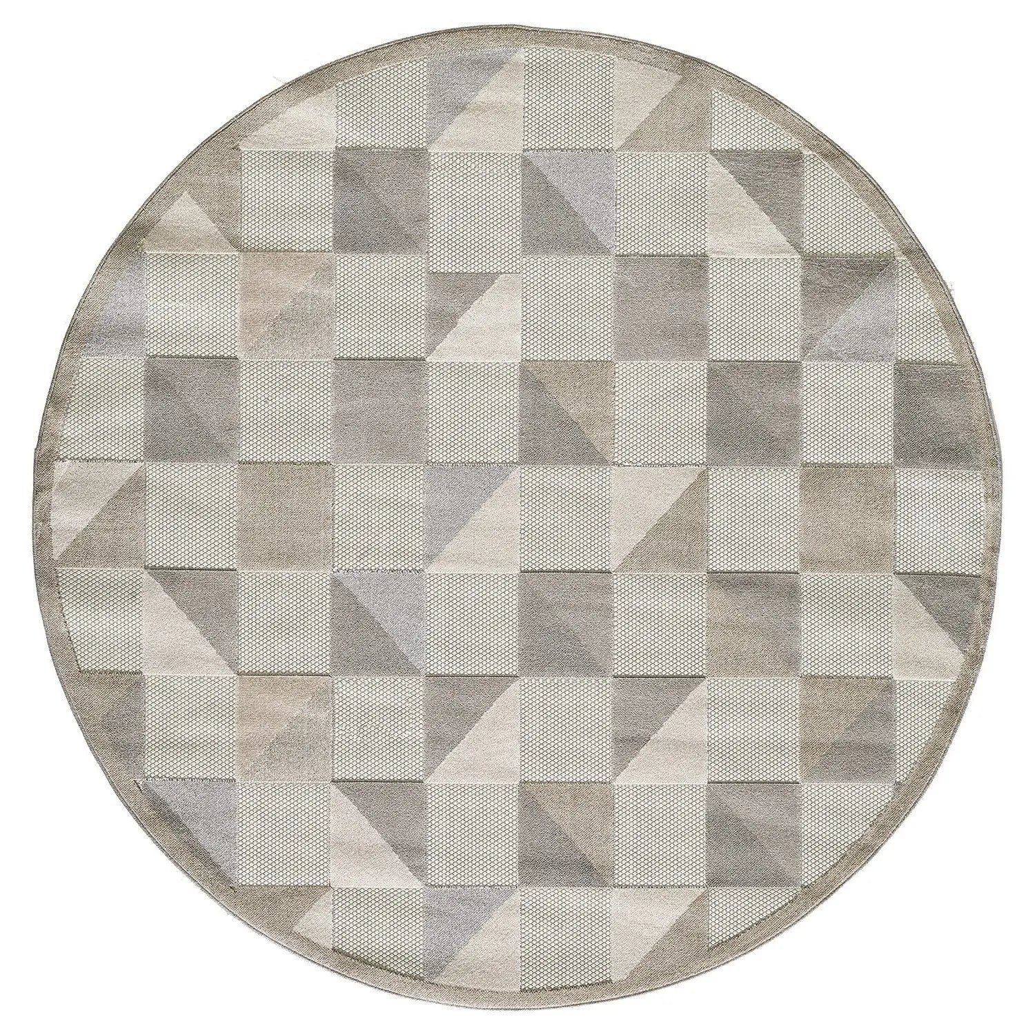 8' Round Gray Round Geometric Stain Resistant Indoor Outdoor Area Rug Homeroots Outdoor