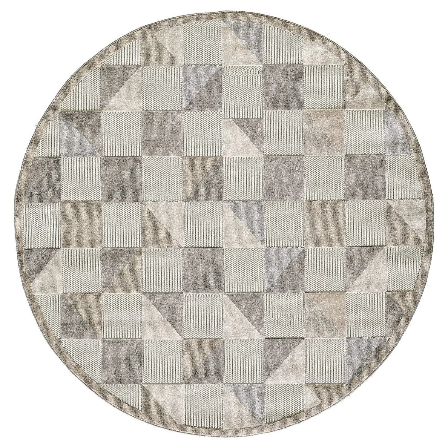 8' Round Gray Round Geometric Stain Resistant Indoor Outdoor Area Rug Homeroots Outdoor