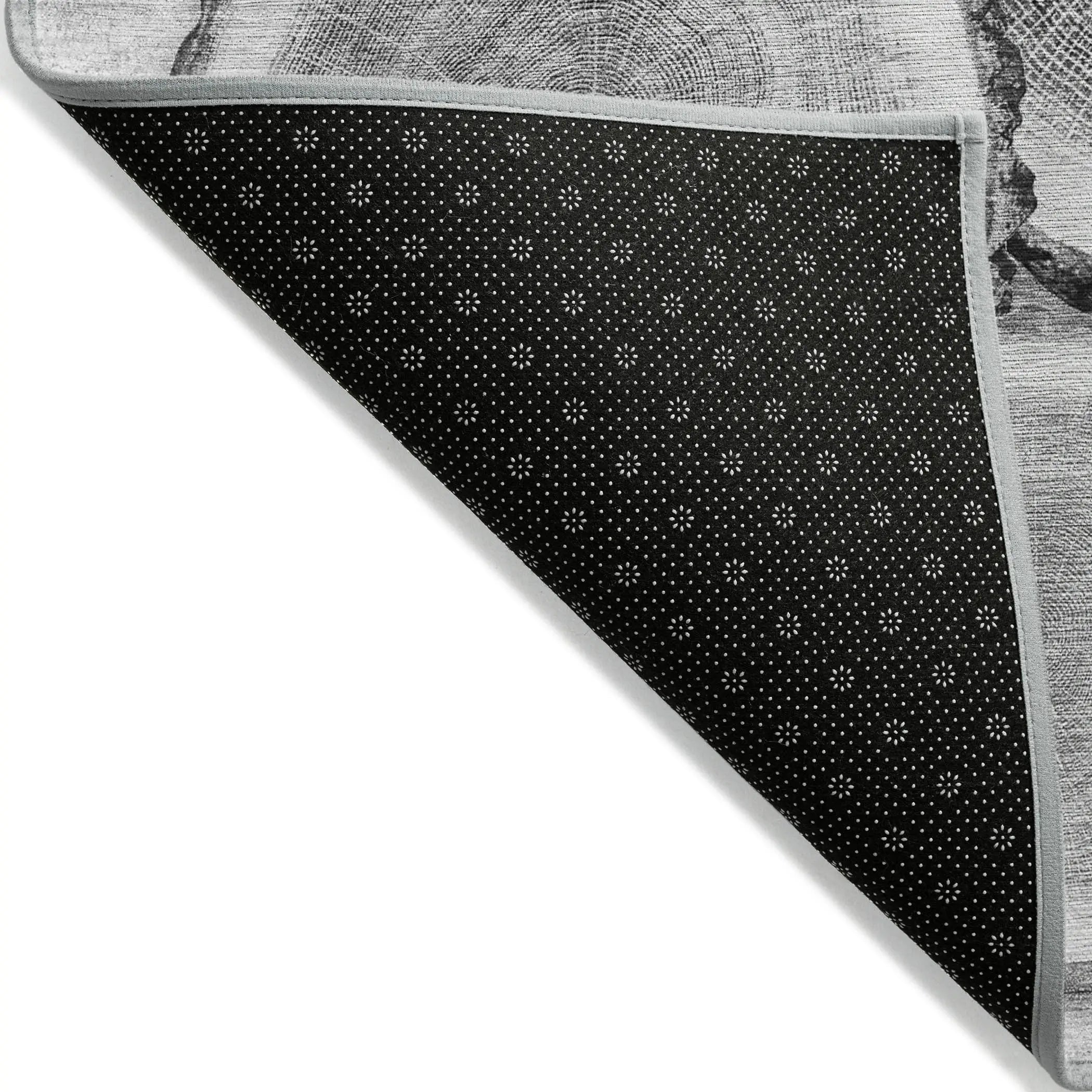 8' Runner Gray and Black Faux Bois Washable Non Skid Indoor Outdoor Runner Rug Homeroots Outdoor