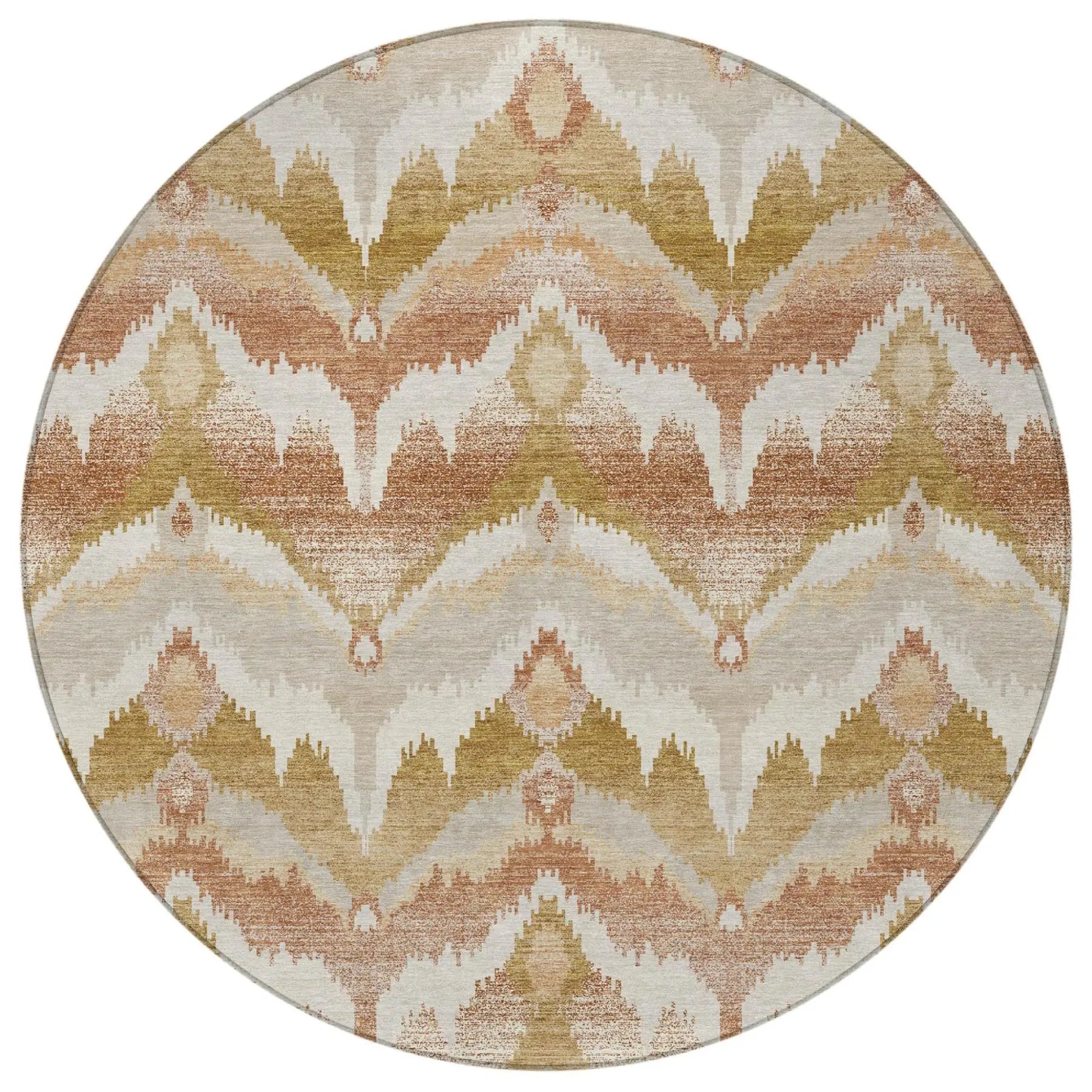 8' Rust And Orange Round Abstract Washable Indoor Outdoor Area Rug Homeroots Outdoor