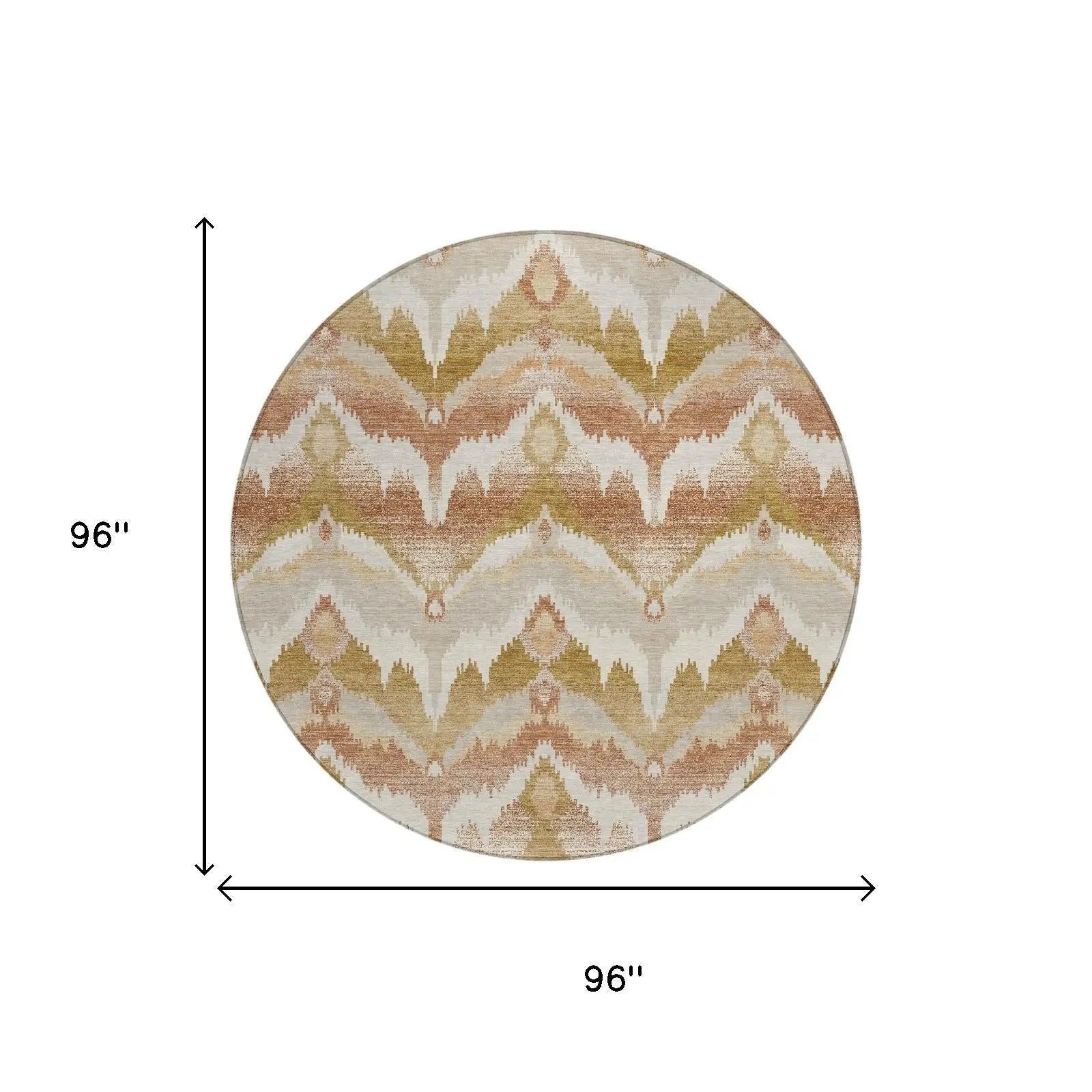 8' Rust And Orange Round Abstract Washable Indoor Outdoor Area Rug Homeroots Outdoor