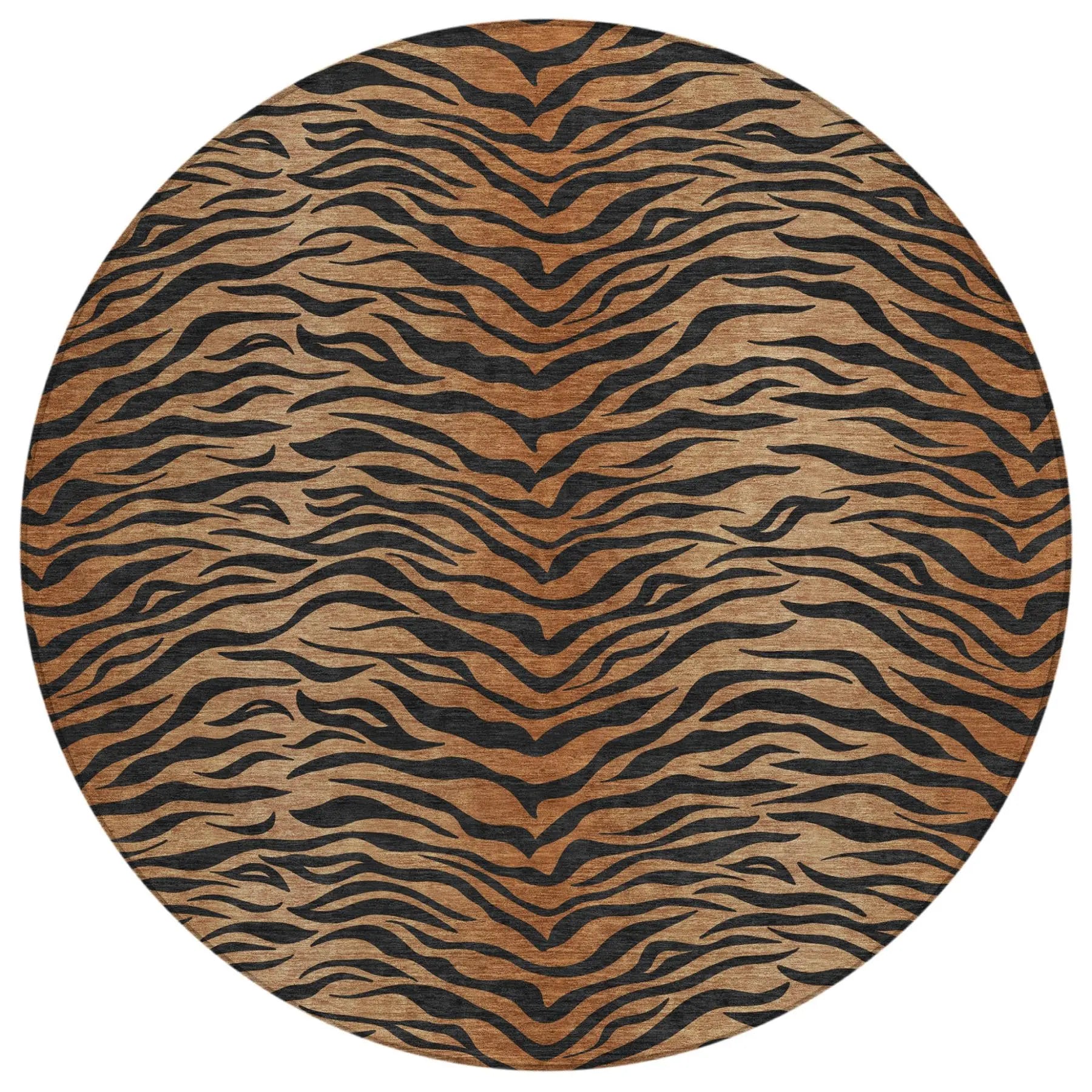 8' Rust And Orange Round Animal Print Washable Indoor Outdoor Area Rug Homeroots Outdoor