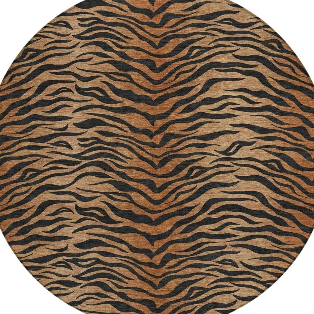 8' Rust And Orange Round Animal Print Washable Indoor Outdoor Area Rug Homeroots Outdoor