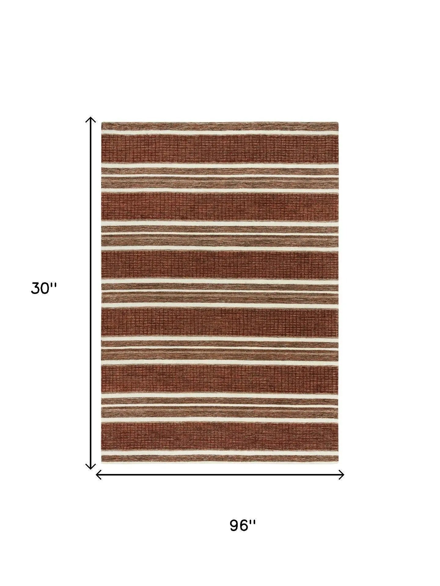 8' Rust And Orange Wool Striped Hand Tufted Area Rug Homeroots Home Decor
