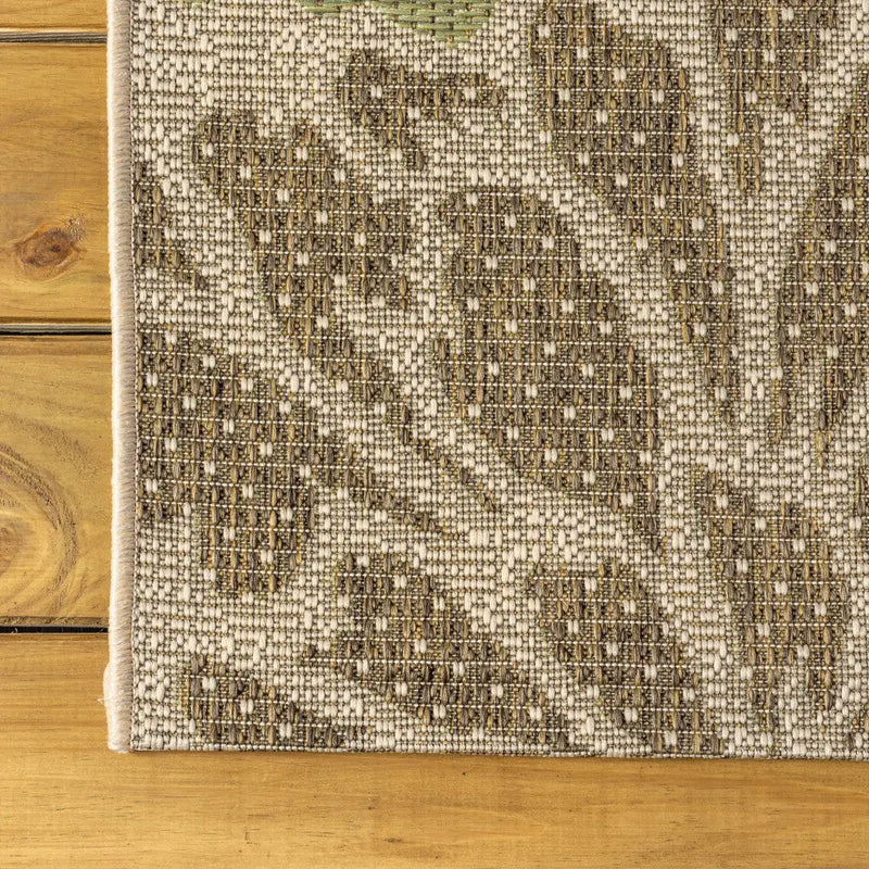 8' Sage And Brown Floral Indoor Outdoor Runner Rug Homeroots Outdoor
