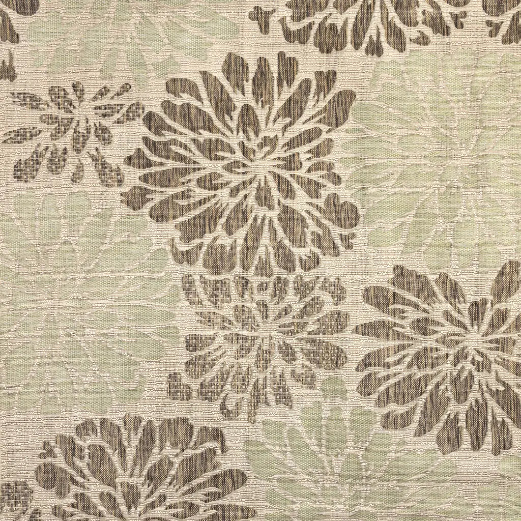 8' Sage And Brown Square Floral Indoor Outdoor Area Rug Homeroots Outdoor