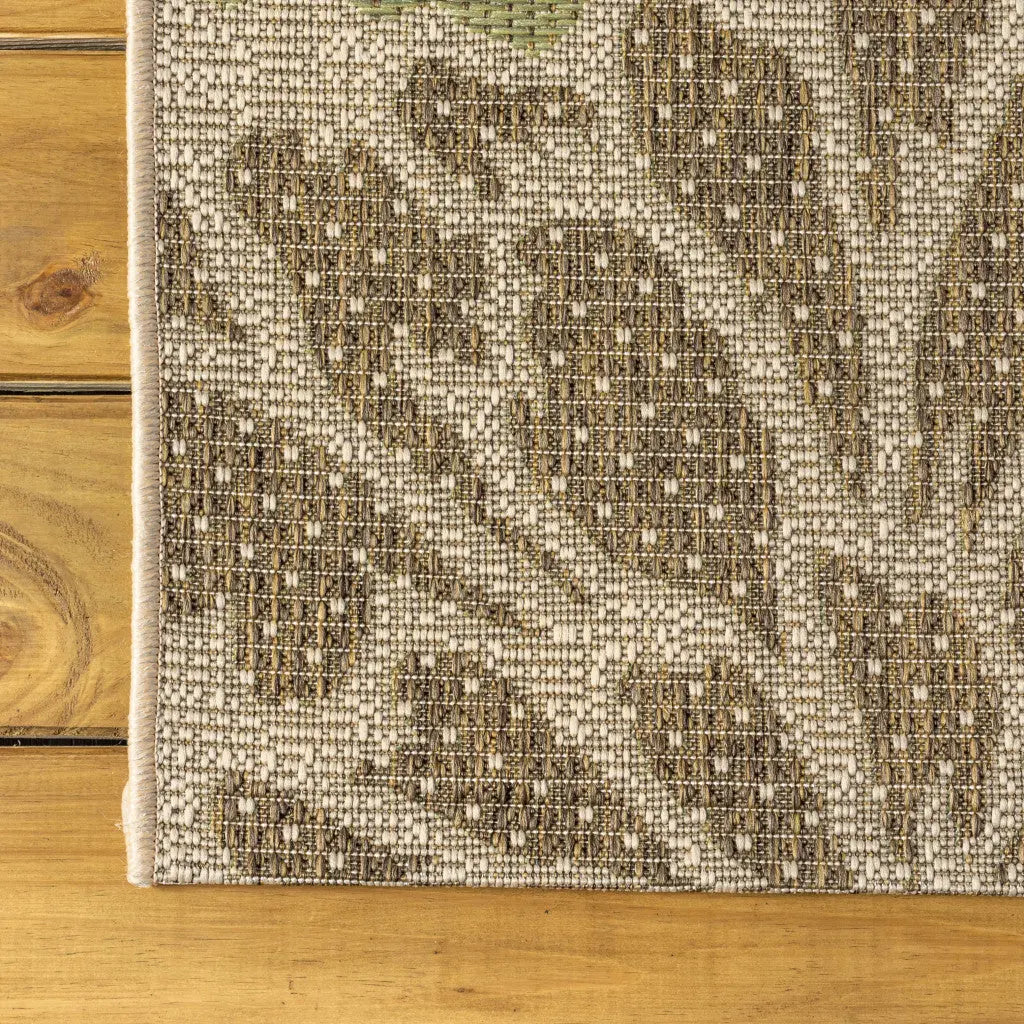 8' Sage And Brown Square Floral Indoor Outdoor Area Rug Homeroots Outdoor