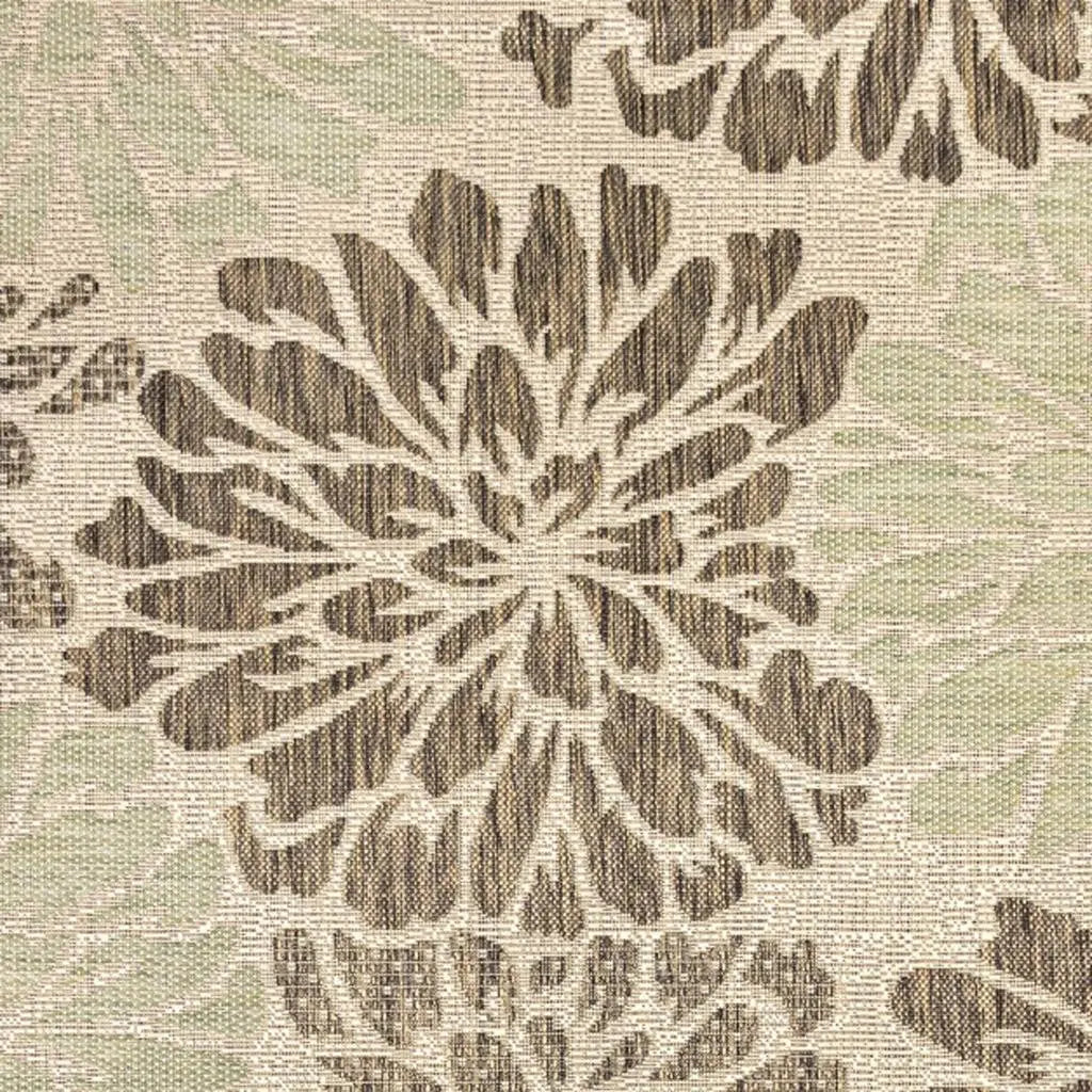 8' Sage And Brown Square Floral Indoor Outdoor Area Rug Homeroots Outdoor