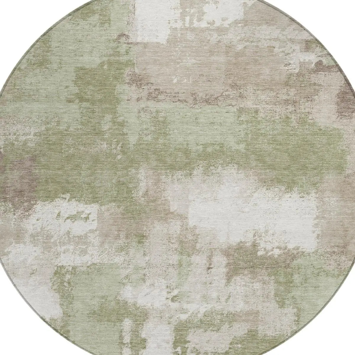 8' Sage And Green Round Abstract Washable Indoor Outdoor Area Rug Homeroots Outdoor