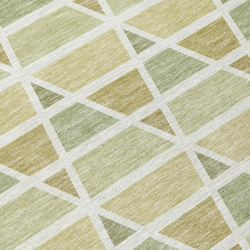 8' Sage And Green Round Geometric Washable Indoor Outdoor Area Rug Homeroots Outdoor