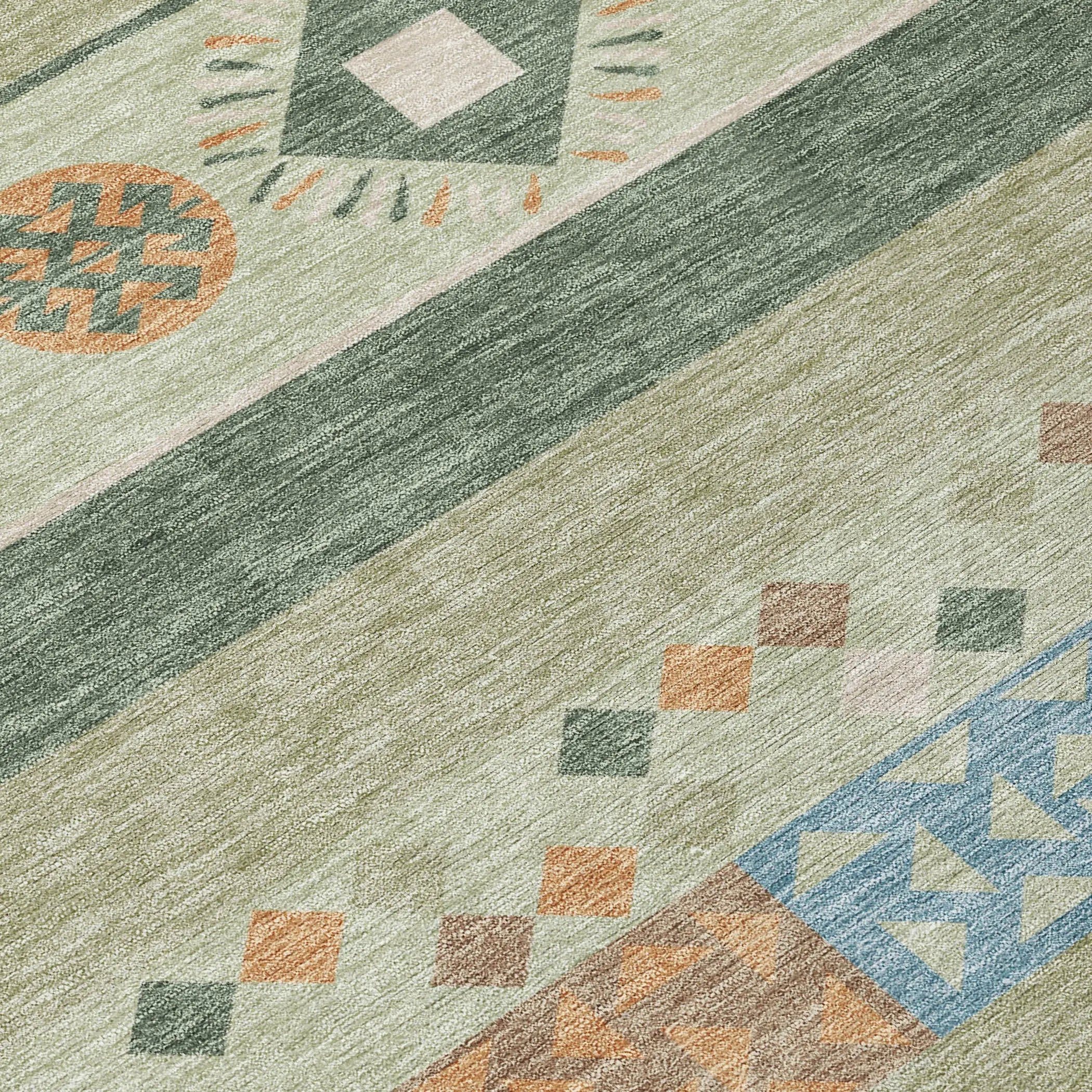 8' Sage And Green Round Geometric Washable Indoor Outdoor Area Rug Homeroots Outdoor