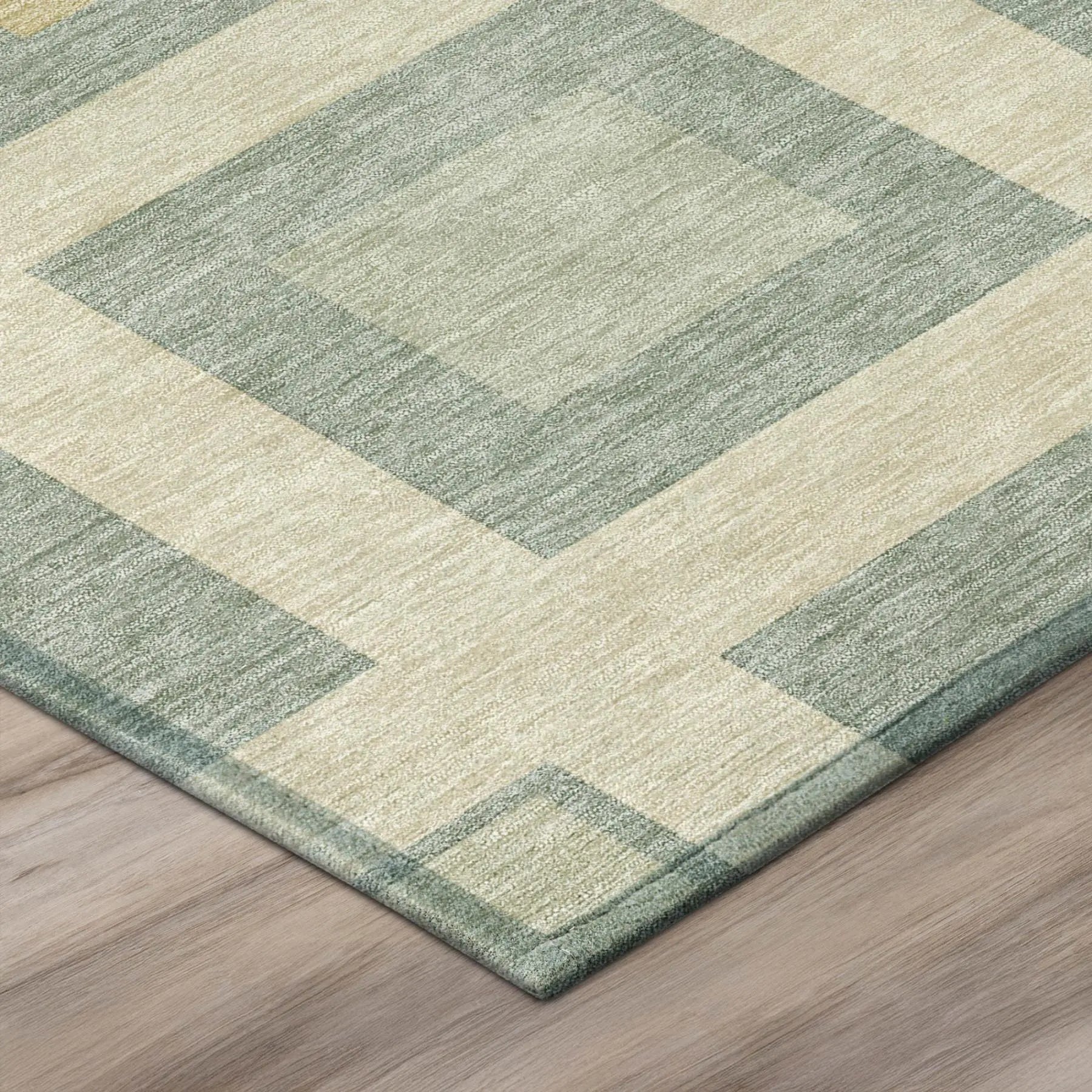 8' Sage And Green Round Geometric Washable Indoor Outdoor Area Rug Homeroots Outdoor