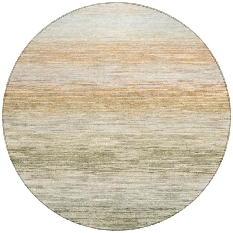 8' Sage And Green Round Striped Washable Indoor Outdoor Area Rug Homeroots Outdoor