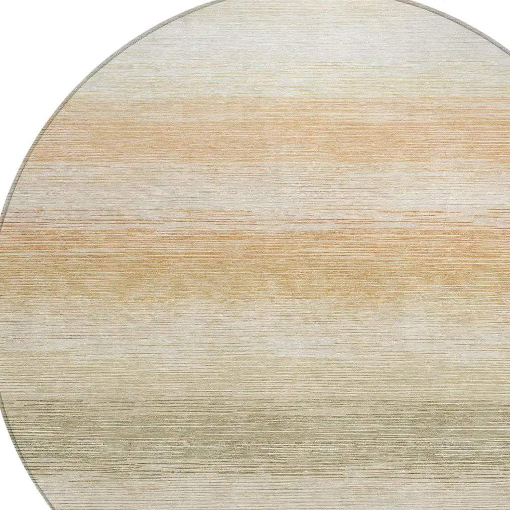 8' Sage And Green Round Striped Washable Indoor Outdoor Area Rug Homeroots Outdoor