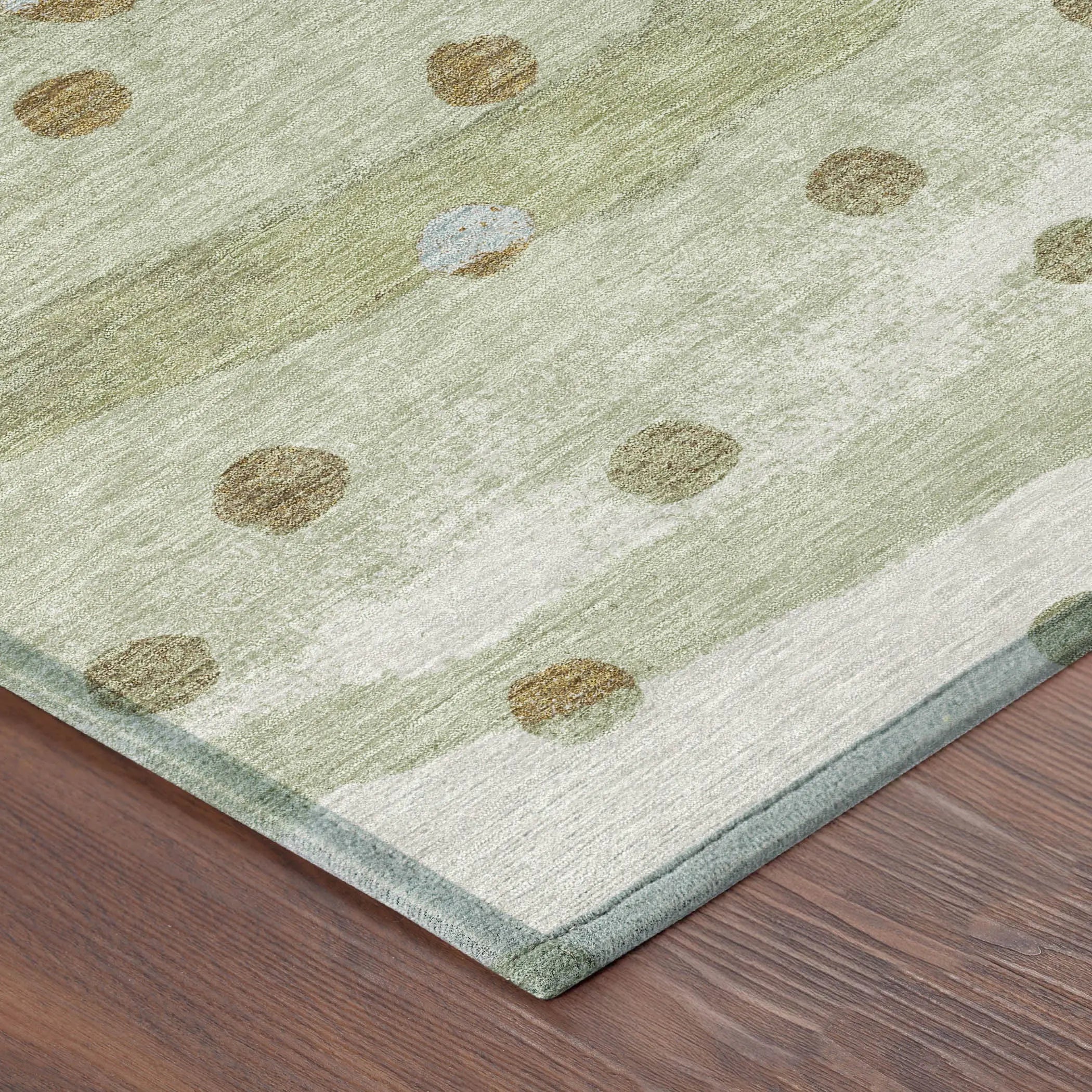 8' Sage And Green Round Striped Washable Indoor Outdoor Area Rug Homeroots Outdoor
