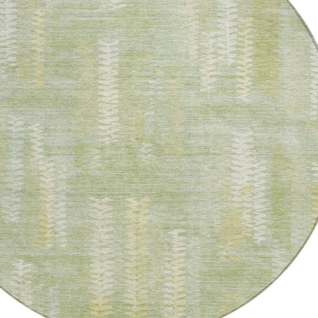 8' Sage And Green Round Striped Washable Indoor Outdoor Area Rug Homeroots Outdoor