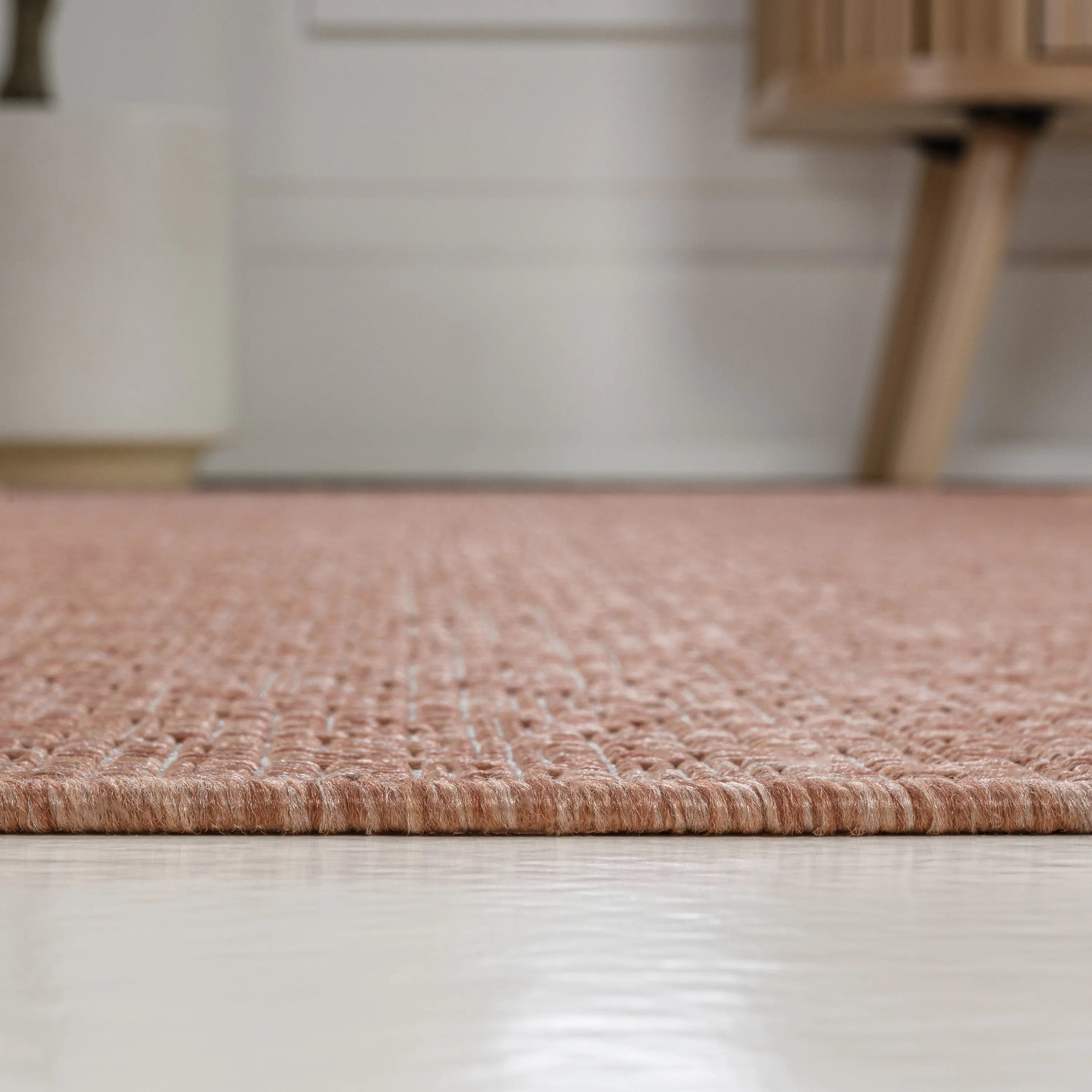 8' Salmon And Cream Indoor Outdoor Runner Rug Homeroots Outdoor