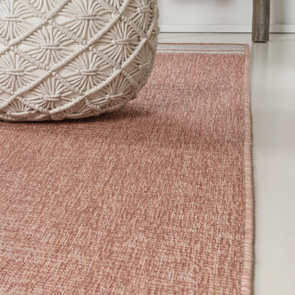8' Salmon And Cream Indoor Outdoor Runner Rug Homeroots Outdoor