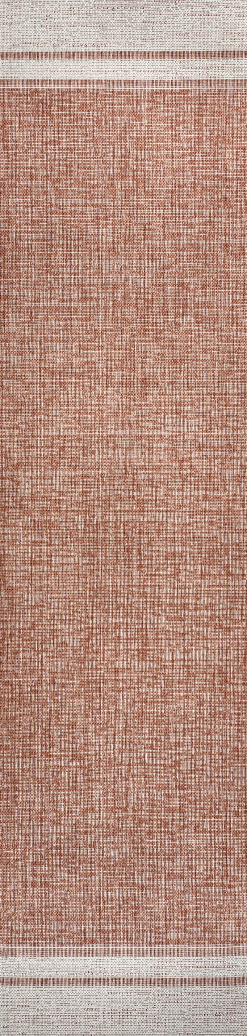 8' Salmon And Cream Indoor Outdoor Runner Rug Homeroots Outdoor