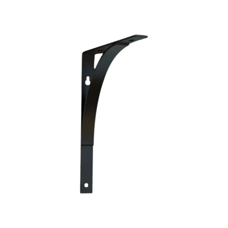 8" Set Of Two Black Curved Metal Wall Mounted Shelf Brackets - GreatEagleInc