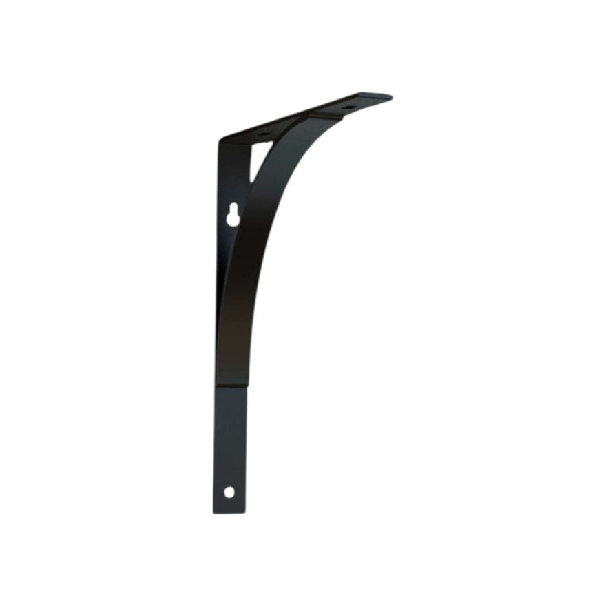 8" Set Of Two Black Curved Metal Wall Mounted Shelf Brackets - GreatEagleInc