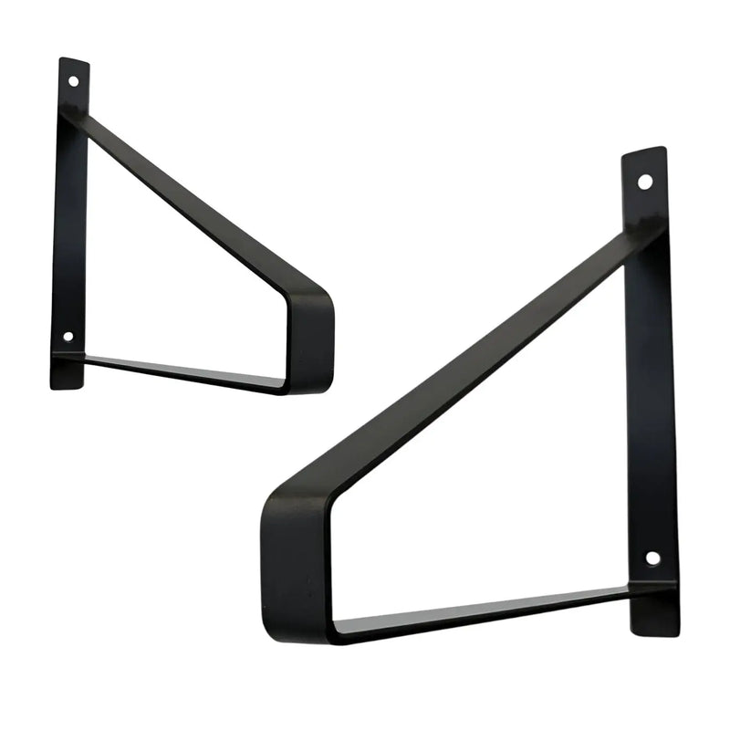 8" Set Of Two Black Metal Wall Mounted Shelf Brackets Homeroots Organization