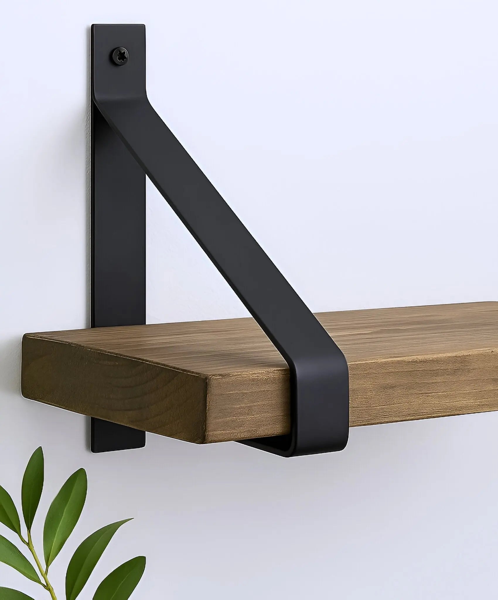 8" Set Of Two Black Metal Wall Mounted Shelf Brackets Homeroots Organization