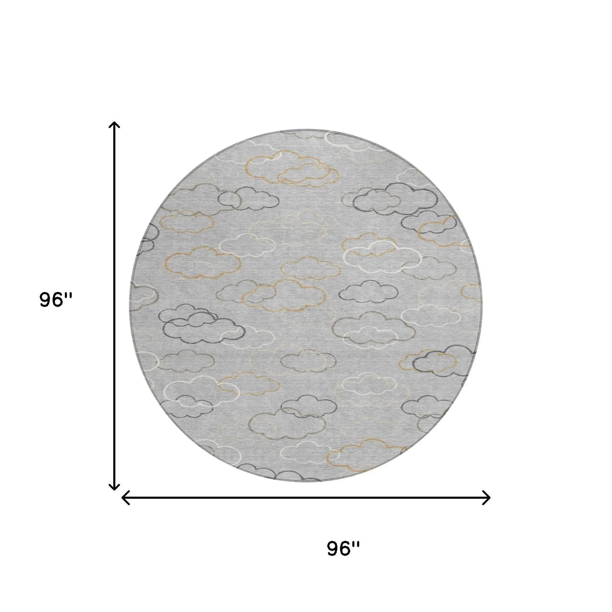 8' Silver And Beige Round Abstract Washable Indoor Outdoor Area Rug Homeroots Outdoor