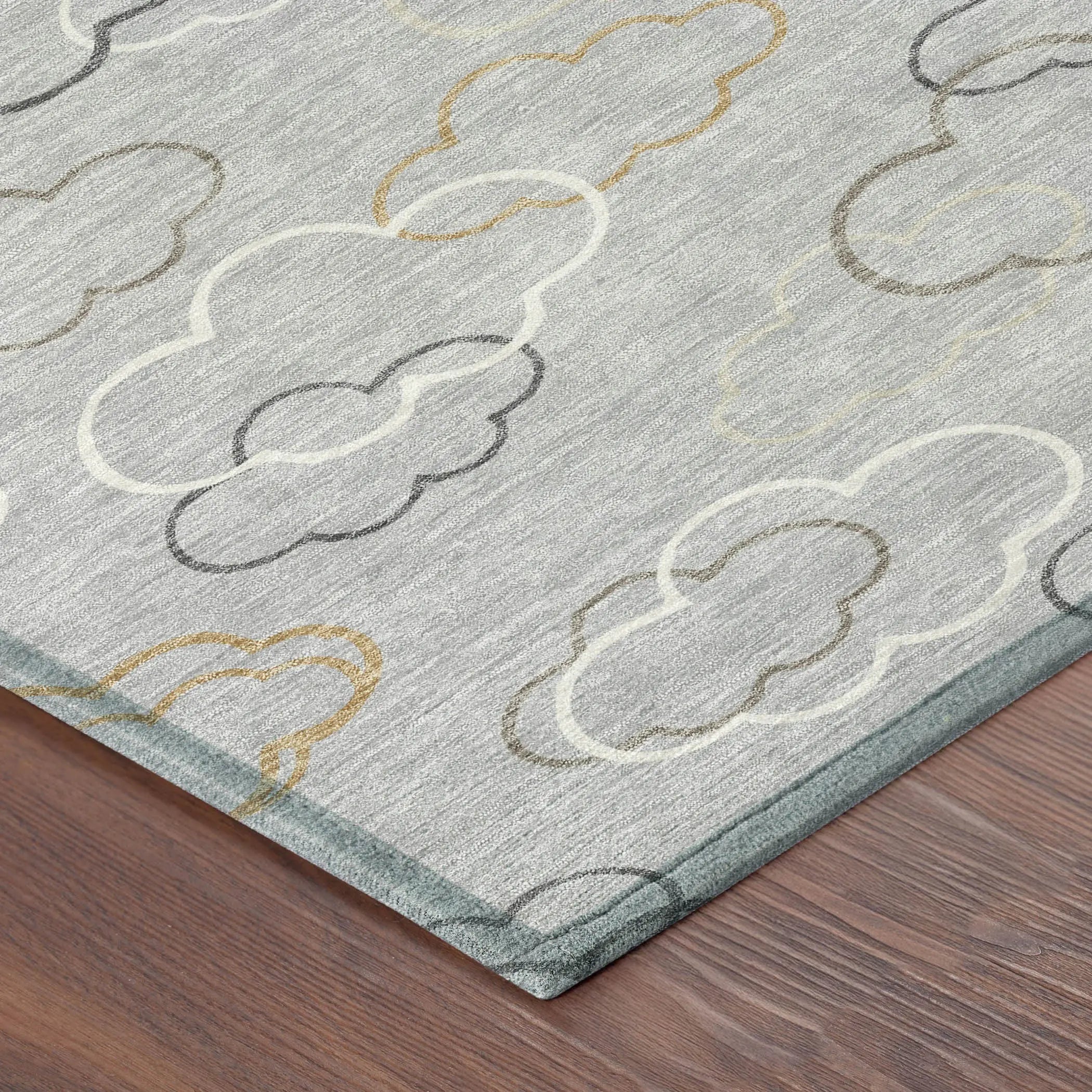 8' Silver And Beige Round Abstract Washable Indoor Outdoor Area Rug Homeroots Outdoor