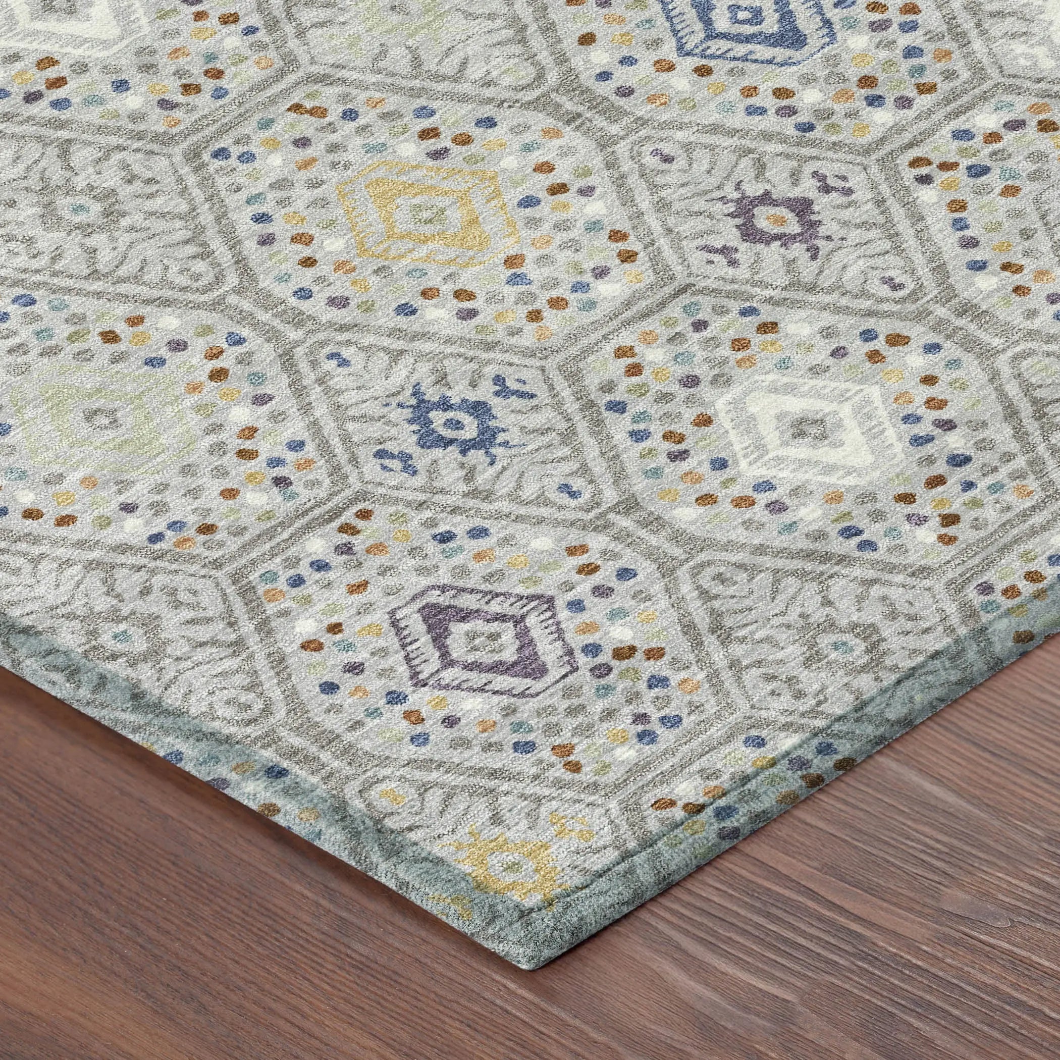 8' Silver And Brown Round Geometric Washable Indoor Outdoor Area Rug Homeroots Outdoor