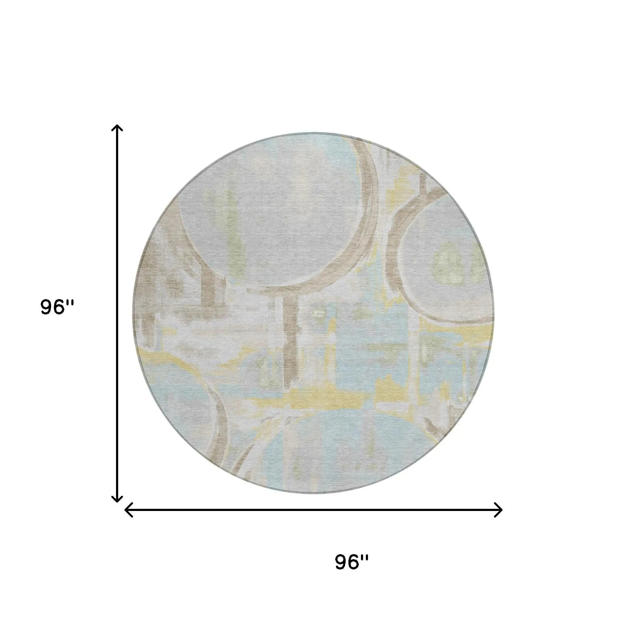 8' Silver And Gray Round Abstract Washable Indoor Outdoor Area Rug Homeroots Outdoor