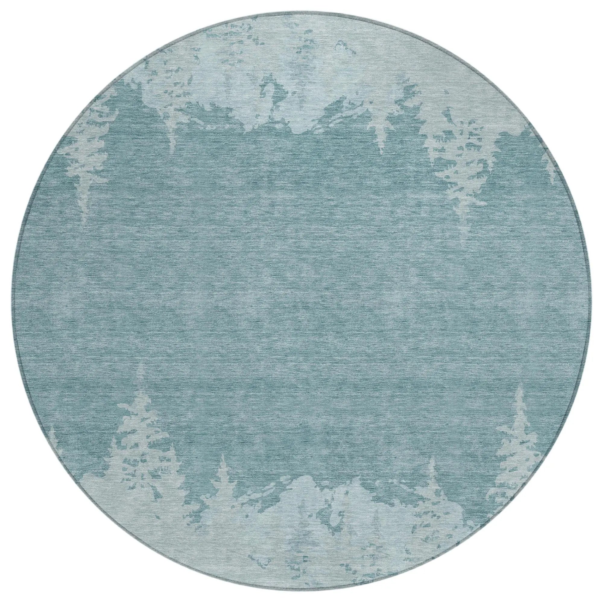 8' Silver And Gray Round Floral Washable Indoor Outdoor Area Rug Homeroots Outdoor
