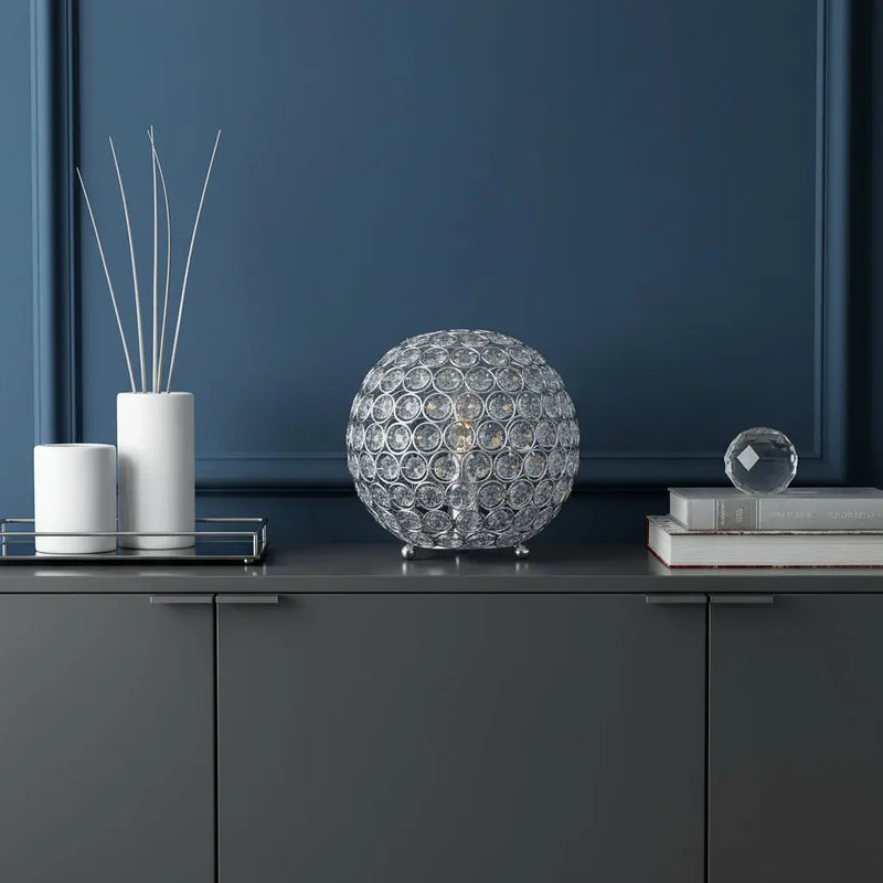 8" Silver Geometric Globe Table Lamp With Globe Homeroots Lighting