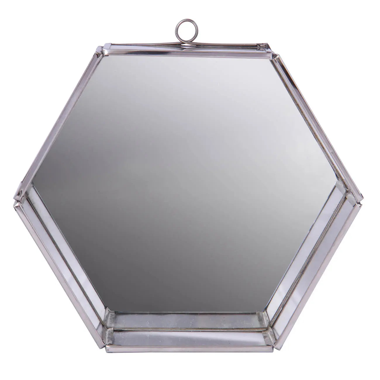 8" Silver Hexagon Steel Framed Accent Mirror Homeroots Bed & Bath