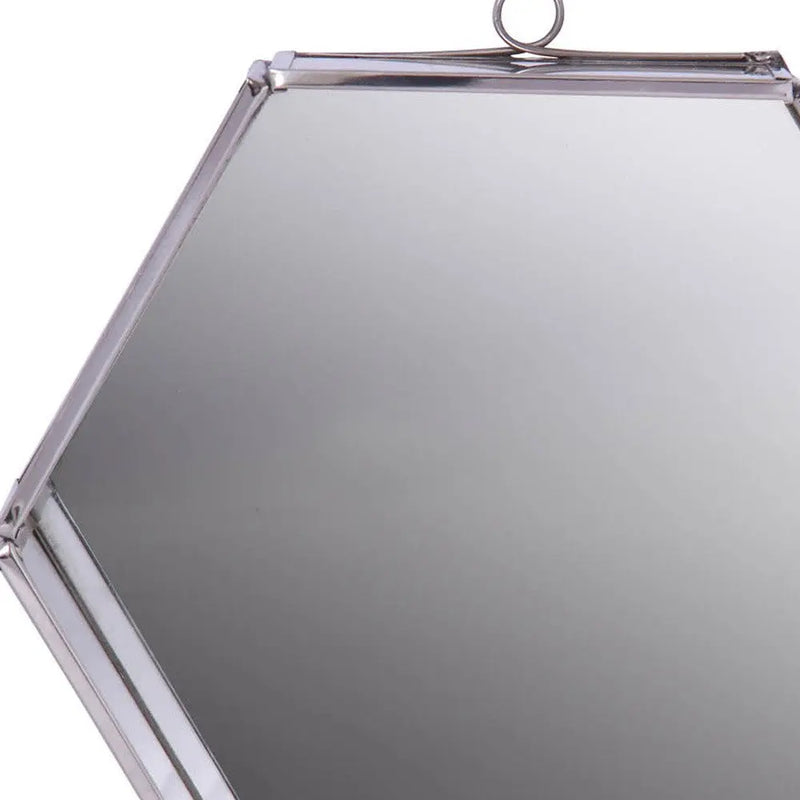 8" Silver Hexagon Steel Framed Accent Mirror Homeroots Bed & Bath