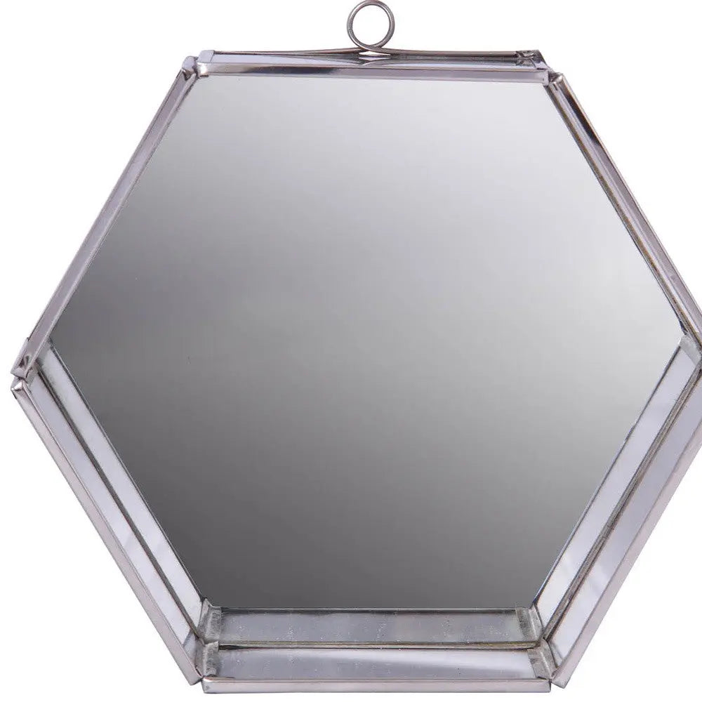 8" Silver Hexagon Steel Framed Accent Mirror Homeroots Bed & Bath