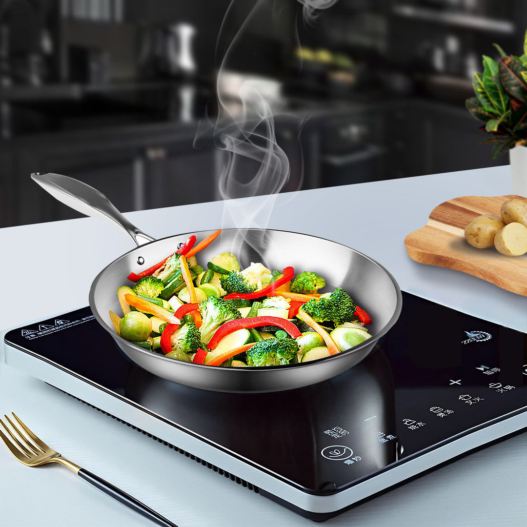 8" Silver Stainless Steel Frying Pan Homeroots Kitchen & Dining