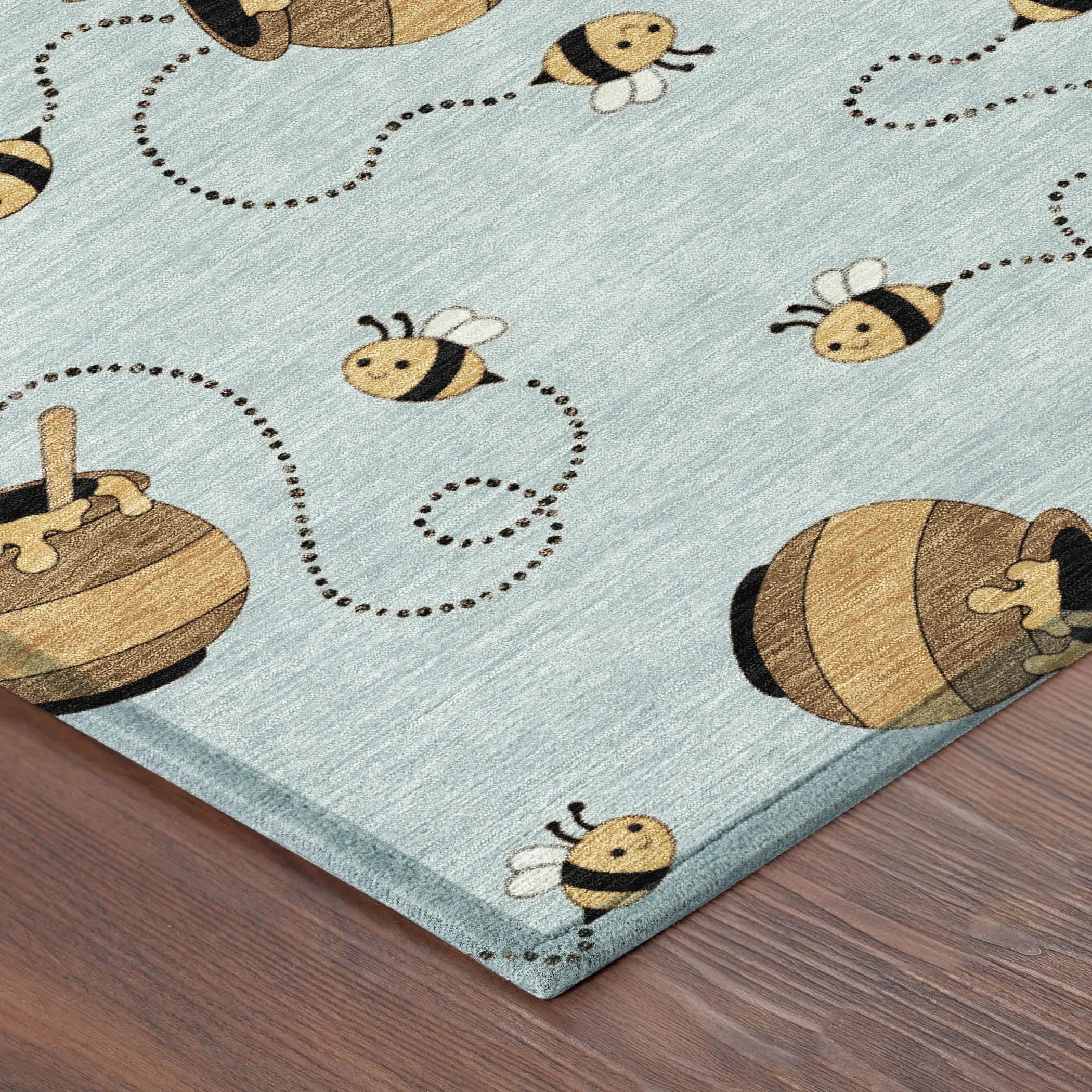 8' Sky Blue And Beige Round Geometric Washable Indoor Outdoor Area Rug Homeroots Outdoor