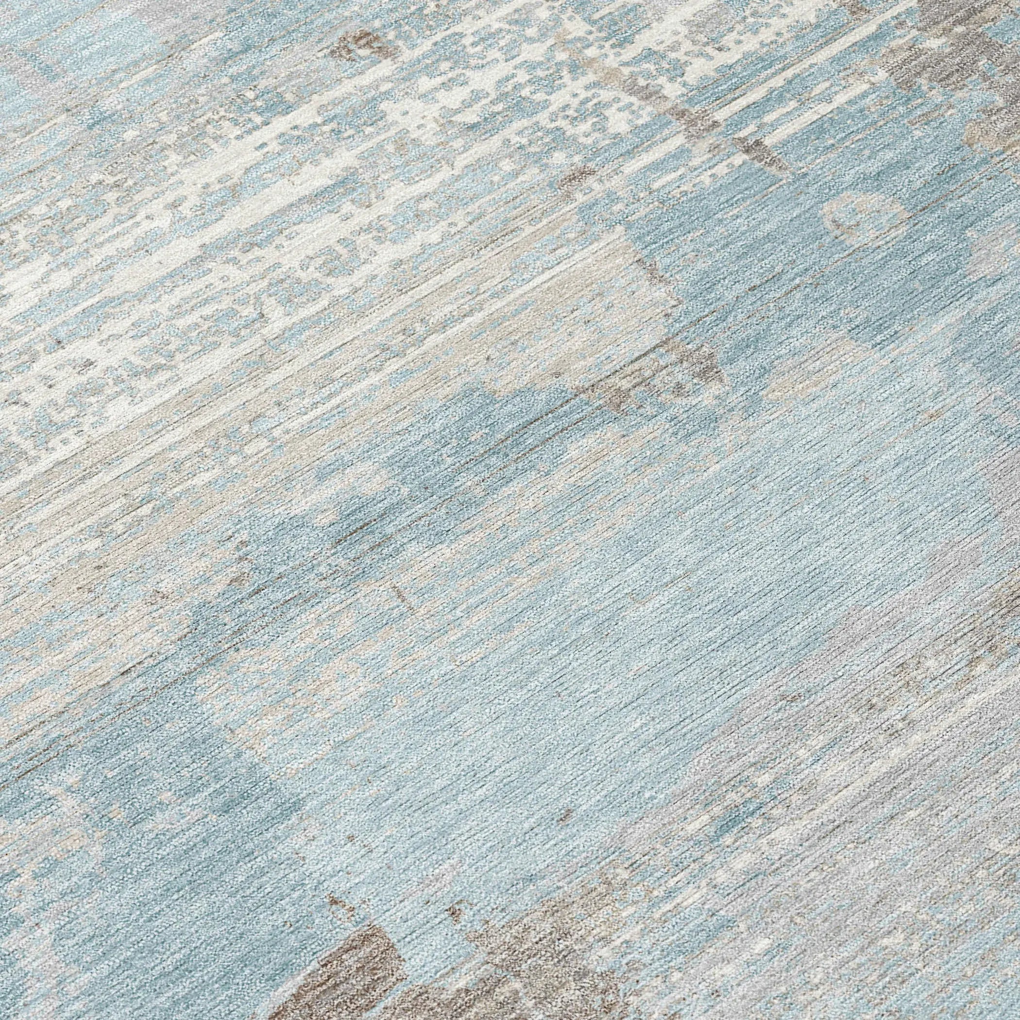 8' Sky Blue And Blue Round Abstract Washable Indoor Outdoor Area Rug Homeroots Outdoor