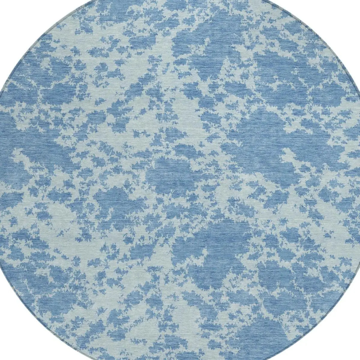 8' Sky Blue And Blue Round Abstract Washable Indoor Outdoor Area Rug Homeroots Outdoor