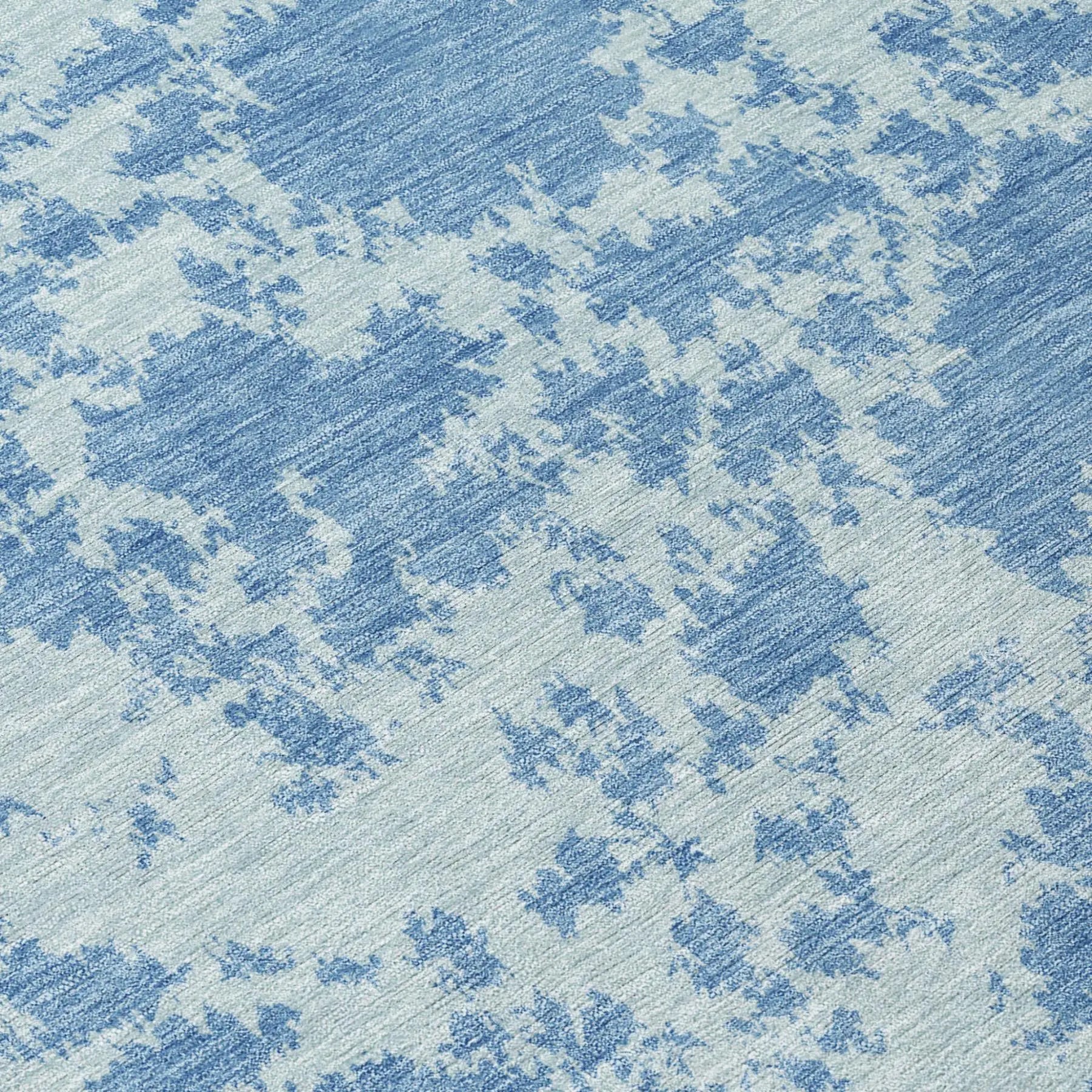8' Sky Blue And Blue Round Abstract Washable Indoor Outdoor Area Rug Homeroots Outdoor