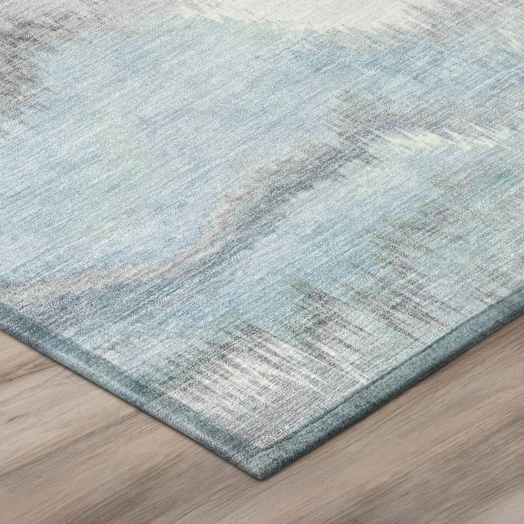 8' Sky Blue And Blue Round Abstract Washable Indoor Outdoor Area Rug Homeroots Outdoor