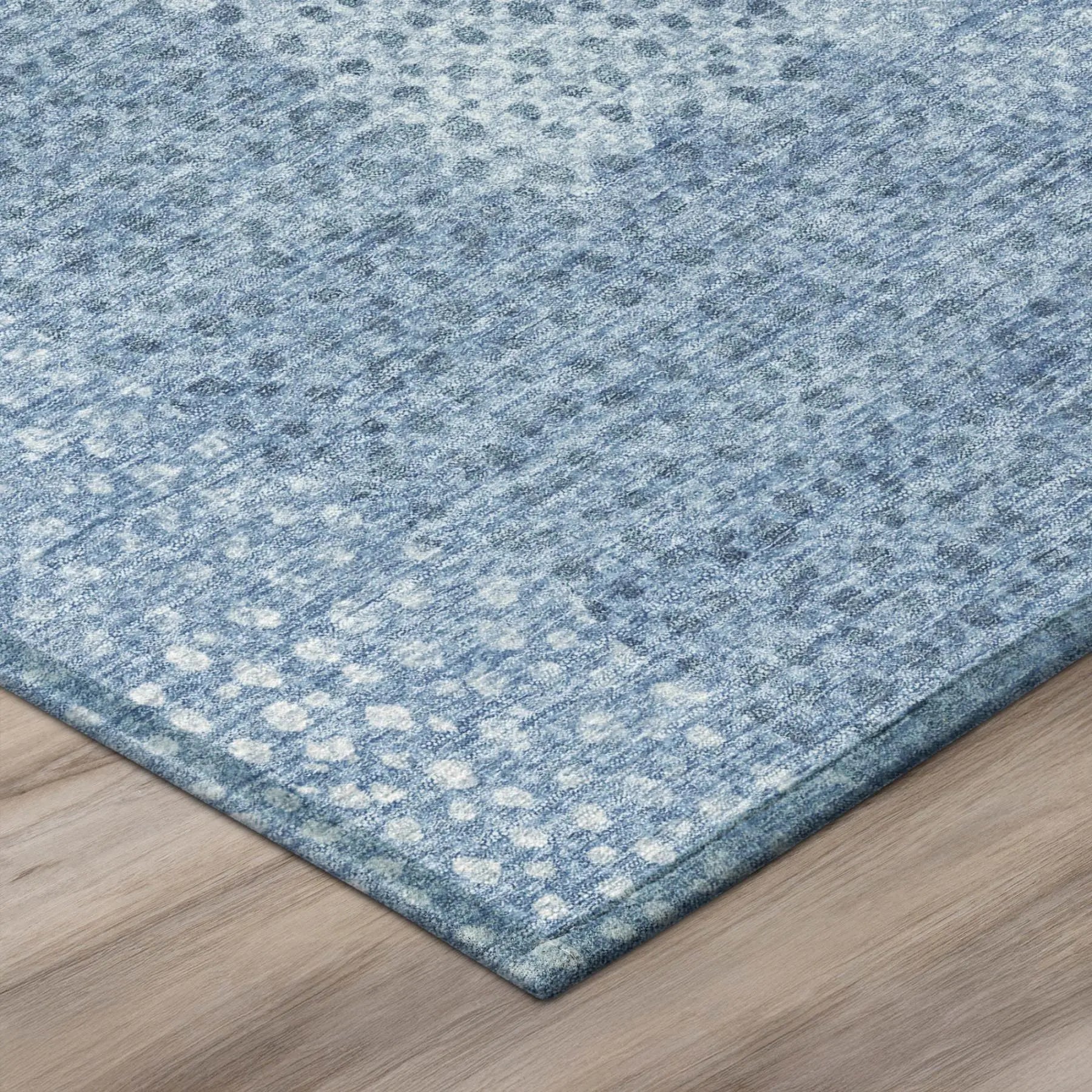 8' Sky Blue And Blue Round Abstract Washable Indoor Outdoor Area Rug Homeroots Outdoor