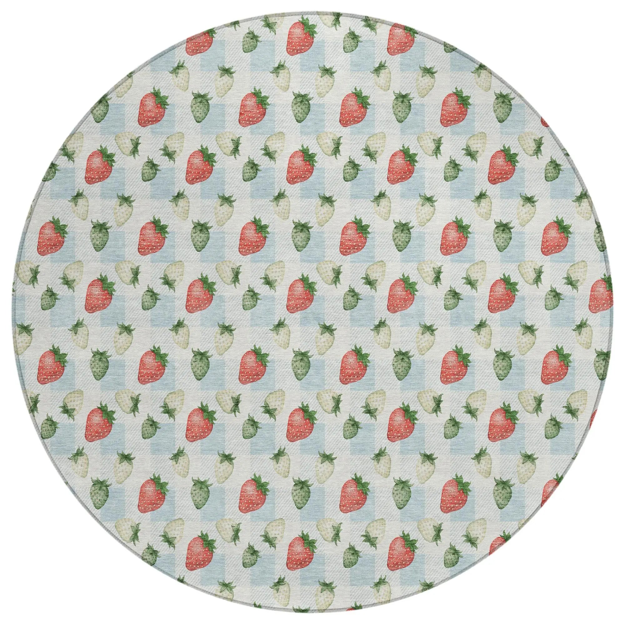 8' Sky Blue And Blue Round Floral Washable Indoor Outdoor Area Rug Homeroots Outdoor