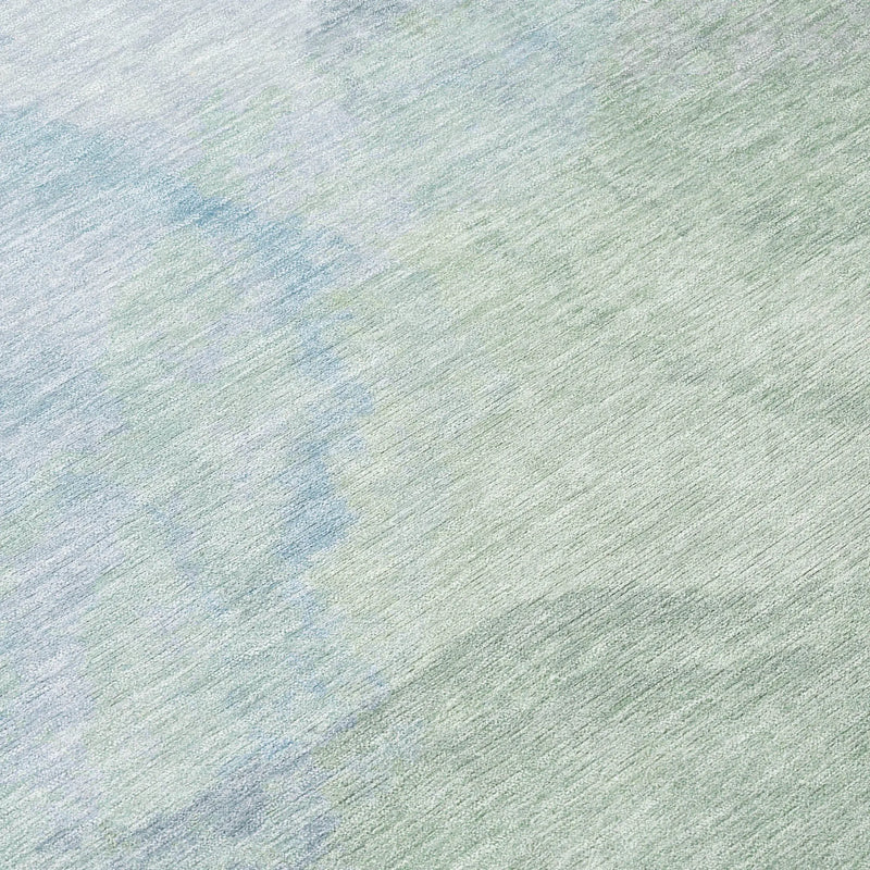 8' Sky Blue And Mint Green Round Abstract Washable Indoor Outdoor Area Rug Homeroots Outdoor